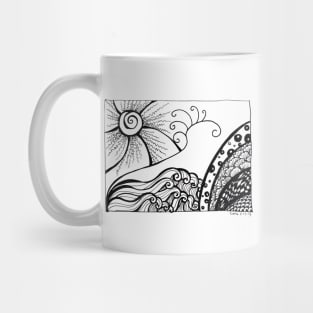 Ink drawing - Tangle Sun and Waves Mug